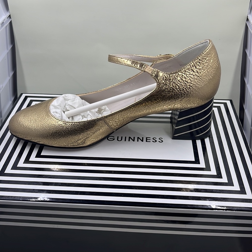 Lulu Guinness Women Alexis Leather Gold Shoe Size 36